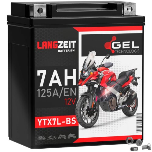 Langzeit Gel Motorradbatterie YTX7L-BS 7Ah 12V