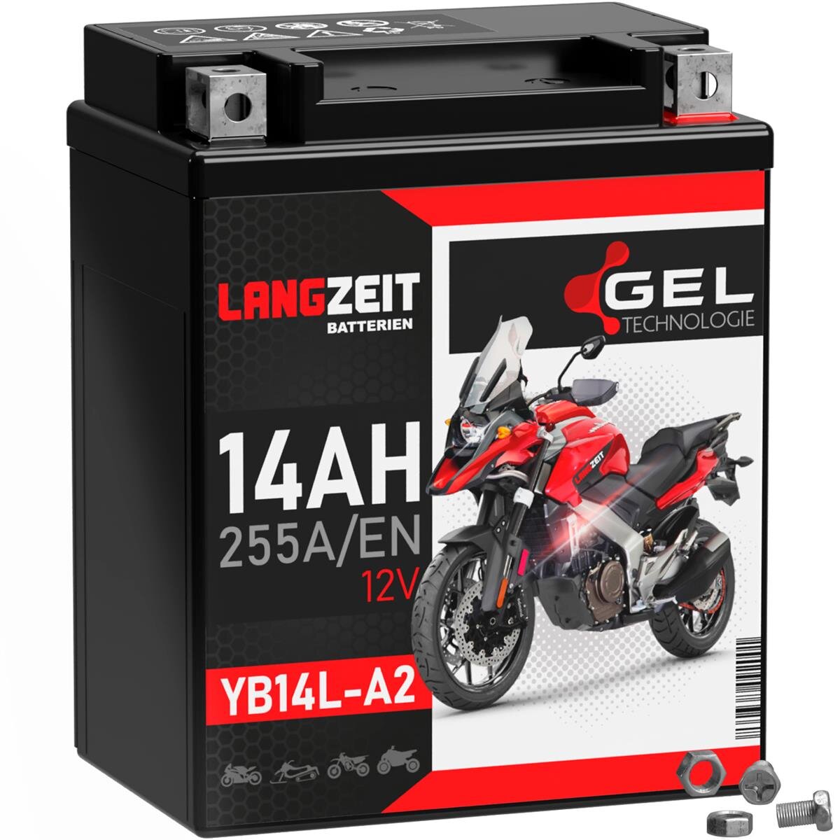 Langzeit Gel Motorradbatterie YB14L-A2 14Ah 12V, 48,99 €