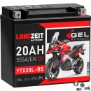 Langzeit Gel Motorradbatterie YTX20L-BS 20Ah 12V