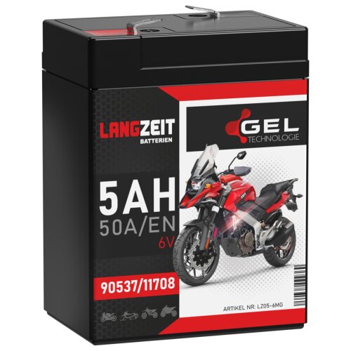 Langzeit Gel Motorradbatterie 90537/11708 5Ah 6V